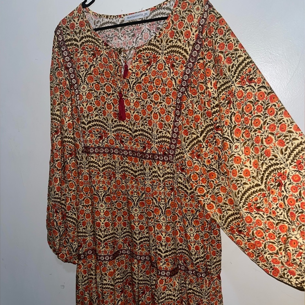 NWOT RustyyDustty Ditsy floral Print  Cottagecore boho Tiered Dress - Picture 7 of 9
